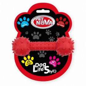 Дентална, гумена играчка за кучета PET NOVA - гиричка със звънче 14см, с аромат на телешко